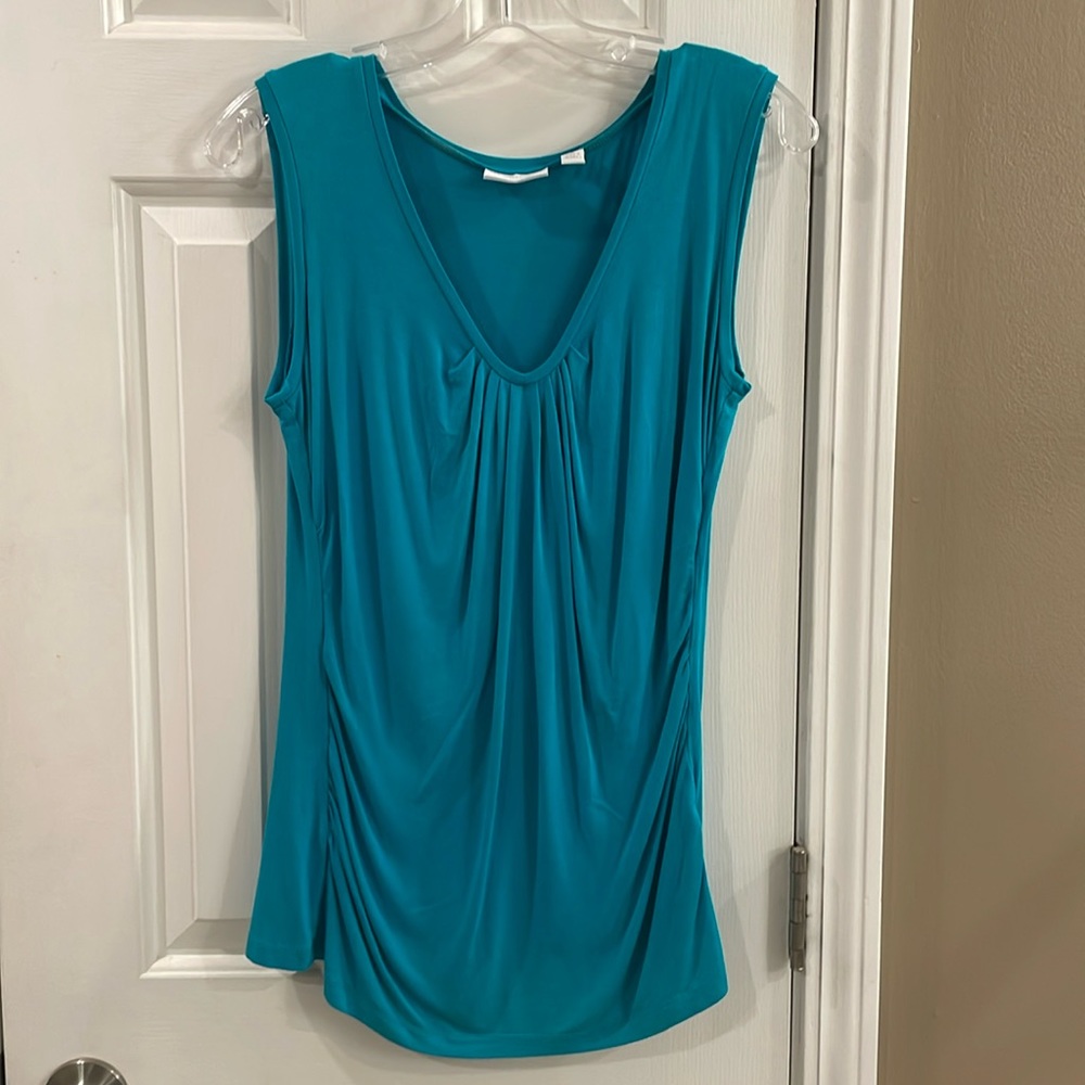 New York & Co Sleeveless Jersey Tank Teal - M